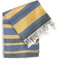 Denim And Yellow Striped Design Turkish Beach Blanket