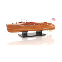 8"" Brown Manufactured Wood Hand Painted Decorative Boat