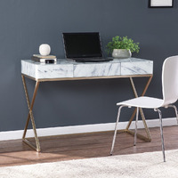 Faux Marble Writing Desk With Storage
