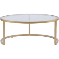 Set Of Two Gold Glass Round Nested Coffee Tables