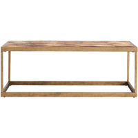 48"" Natural And Natural Brown Solid Wood And Metal Rectangular Coffee Table