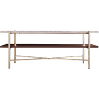 47"" Brass Manufactured Wood And Metal Rectangular Coffee Table