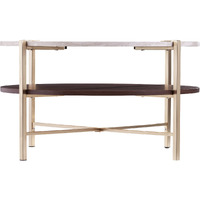 33"" Brass Solid Manufactured Wood And Metal Round Coffee Table
