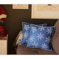 Set Of 2 Blue And White Snowflakes Throw Pillows