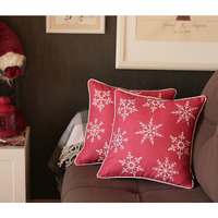 Set Of 2 Red And White Snowflakes Throw Pillows