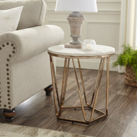 23"" Champagne Manufactured Wood And Iron Round End Table