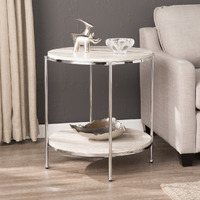 24"" Chrome Manufactured Wood And Iron Rectangular End Table With Shelf