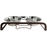 Rustic Elevated 16Oz Two Bowl Dog Feeding Station