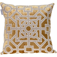 Dark Beige And Gold Lattice Velvet Throw Pillow
