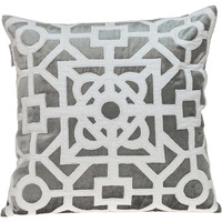 White And Gray Lattice Velvet Throw Pillow