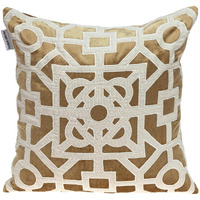 Beige And Gold Lattice Velvet Throw Pillow