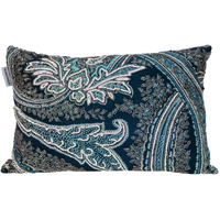 Shades Of Blue Beaded Embroidery Decorative Throw Pillow
