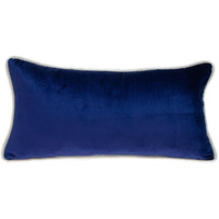 Reversible Royal And Aqua Lumbar Velvet Throw Pillow
