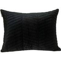 Black Quilted Velvet Zig Zag Decorative Lumbar Pillow