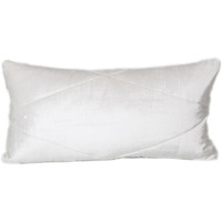 Quilted White Velvet Lumbar Throw Pillow