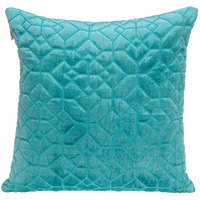 Aqua Quilted Velvet Geo Decorative Throw Pillow