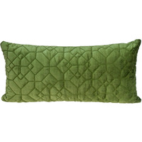 Olive Quilted Velvet Geo Lumbar Decorative Pillow