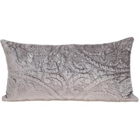 Taupe Quilted Velvet Lumbar Throw Pillow