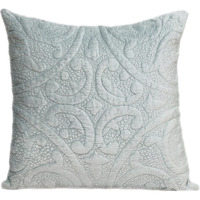 Gray Quilted Velvet Square Throw Pillow