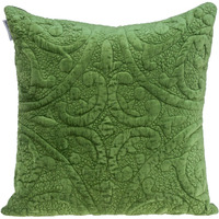 Olive Quilted Velvet Square Throw Pillow