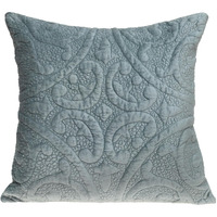 Seafoam Gray Quilted Velvet Square Throw Pillow