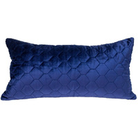 Blue Tufted Velvet Quilted Lumbar Throw Pillow