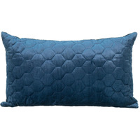 Navy Blue Tufted Velvet Quilted Lumbar Throw Pillow