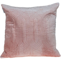 Quilted Velvet Pink Square Throw Pillow