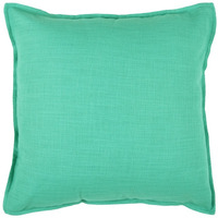 Aqua Solid Color Flange Edge Throw Pillow