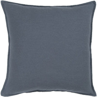 Slate Blue Solid Color Flange Edge Throw Pillow