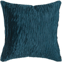 Dark Teal Blue Crinkle Down Filled Throw Pillow