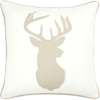 Ivory Tan Reindeer Down Filled Throw Pillow