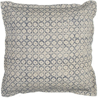 Blue Beige Distressed Block Throw Pillow