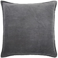 Dark Gray Solid Pearl Beaded Edge Throw Pillow