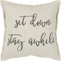 Gray Cream Stay Awhile Decorative Throw Pillow