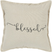 Gray Taupe Canvas Blessed Throw Pillow