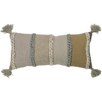 Beige Brown Braided Stripe Lumbar Pillow