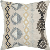 Brown Beige Tribal Embroidered Throw Pillow