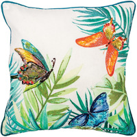 White Green Butterfly Bliss Decorative Throw Pillow