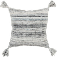 Charcoal Gray Boho Weave Indoor Outdoor Throw Pillow