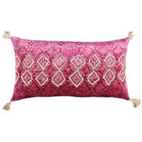 Pink Textured Diamond Velvety Lumbar Pillow