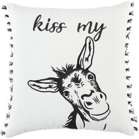 Black And White Humorous Donkey Throw Pillow