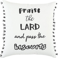 Black And White Praise The Lard Tasseled Throw Pillow