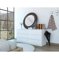 60"" White Six Drawer Double Dresser