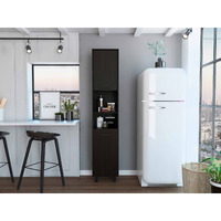 78"" Modern Black Sleek And Tall Pantry Cabinet