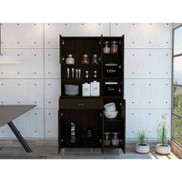 Modern Black Pantry Cabinet With Multiple Storage Shelves