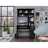 Zeno Black Computer Desk With Hutch
