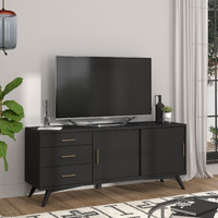 Flair 64"" Black Mid Century Mod Tv Console