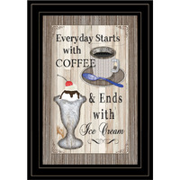 Everyday Starts With Coffee 2 Black Framed Print Wall Art