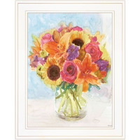 Vases With Flowers 1 White Framed Print Wall Art
